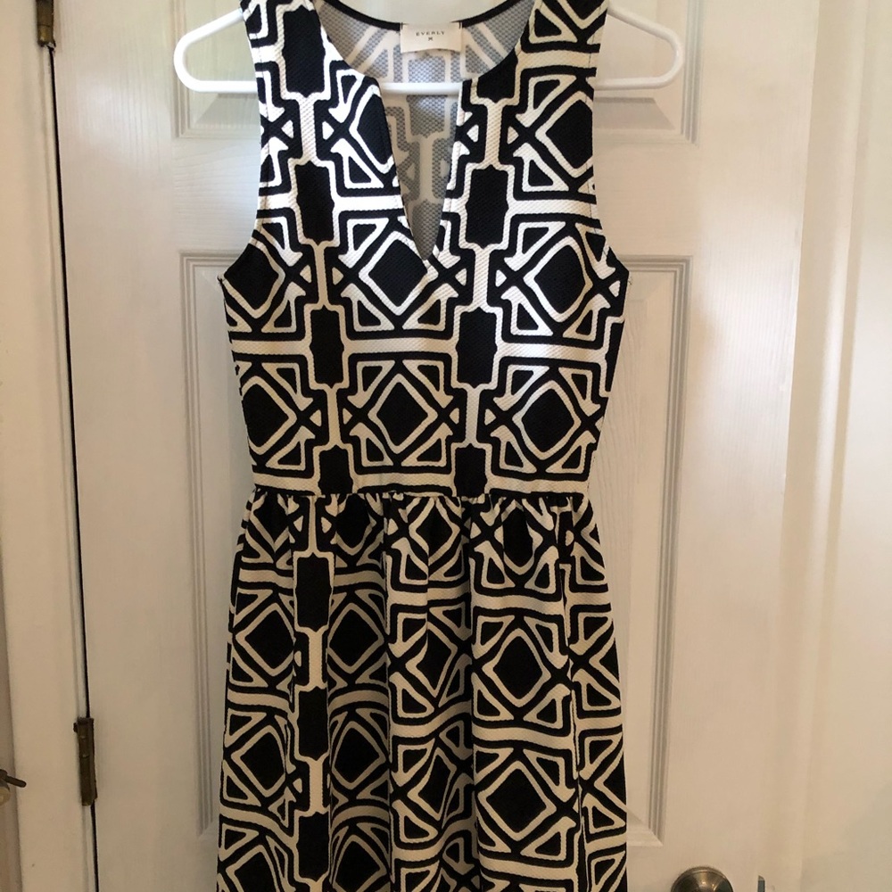 Black and Ivory Print Dress